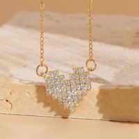 Elegant Sweet Heart Shape Copper 14k Gold Plated Zircon Pendant Necklace In Bulk sku image 4
