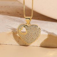 Elegant Sweet Heart Shape Copper 14k Gold Plated Zircon Pendant Necklace In Bulk sku image 5