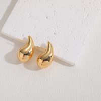 1 Piece Luxurious Classic Style Solid Color Plating Copper 14k Gold Plated Ear Studs main image 5