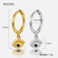 1 Pair Retro Shiny Devil's Eye Plating Inlay Sterling Silver Zircon 18k Gold Plated White Gold Plated Earrings sku image 3
