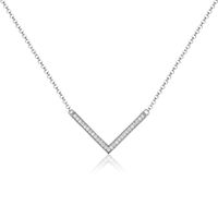 Sterling Silver White Gold Plated Simple Style Shiny V Shape Inlay Zircon Necklace sku image 1