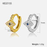 1 Pair Retro Shiny Devil's Eye Plating Inlay Sterling Silver Zircon 18k Gold Plated White Gold Plated Earrings sku image 6