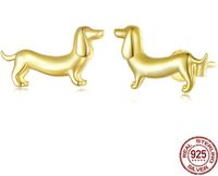 1 Paar Einfacher Stil Hund Überzug Sterling Silber Vergoldet Ohrstecker main image 1