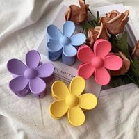 Korean Style Solid Color Flower Plastic Resin Hair Clip main image 4