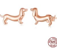 1 Paar Einfacher Stil Hund Überzug Sterling Silber Vergoldet Ohrstecker main image 3