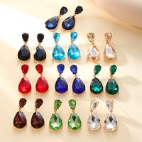 1 Pair Glam Luxurious Water Droplets Three-dimensional Glass Drop Earrings main image 1