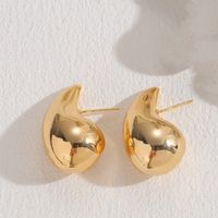1 Piece Luxurious Classic Style Solid Color Plating Copper 14k Gold Plated Ear Studs sku image 1