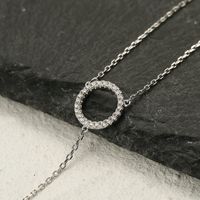 Elegant Luxurious Circle Sterling Silver Plating Hollow Out Inlay Rhinestones White Gold Plated Pendant Necklace main image 3