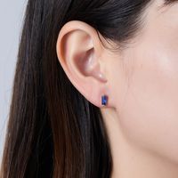 1 Pair Elegant Simple Style Commute Rectangle Plating Inlay Sterling Silver Turquoise Zircon 18k Gold Plated White Gold Plated Ear Studs main image 6
