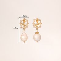 1 Pair Glam Classical Geometric Plating Inlay Copper Artificial Pearls Rhinestones 18k Gold Plated Drop Earrings sku image 4