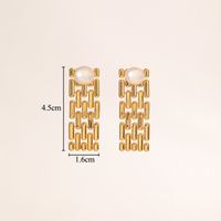 1 Pair Glam Classical Geometric Plating Inlay Copper Artificial Pearls Rhinestones 18k Gold Plated Drop Earrings sku image 1