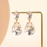 1 Pair Glam Luxurious Water Droplets Three-dimensional Glass Drop Earrings sku image 6