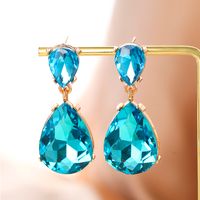 1 Pair Glam Luxurious Water Droplets Three-dimensional Glass Drop Earrings sku image 7