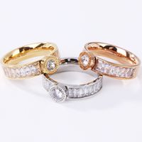 Elegant Letter Titanium Steel Artificial Crystal Rings In Bulk main image 1