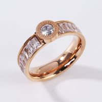 Elegante Letra De Acero Titanio Anillos De Cristal Artificial A Granel sku image 12