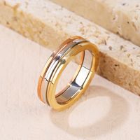 Casual Color Block Titanium Steel Rings In Bulk main image 2