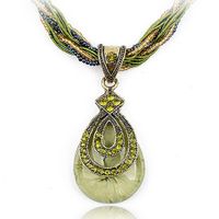 Ethnic Style Bohemian Water Droplets Alloy Inlay Zircon Women's Pendant Necklace main image 3
