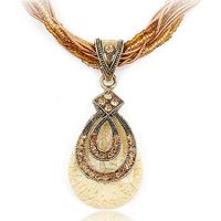 Ethnic Style Bohemian Water Droplets Alloy Inlay Zircon Women's Pendant Necklace main image 4