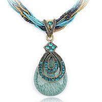 Ethnic Style Bohemian Water Droplets Alloy Inlay Zircon Women's Pendant Necklace main image 1