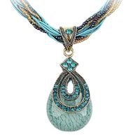 Ethnic Style Bohemian Water Droplets Alloy Inlay Zircon Women's Pendant Necklace main image 6