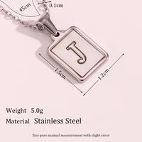 Simple Style Letter Square Stainless Steel Inlay Shell Pendant Necklace main image 3