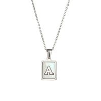 Simple Style Letter Square Stainless Steel Inlay Shell Pendant Necklace sku image 23