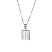 Simple Style Letter Square Stainless Steel Inlay Shell Pendant Necklace sku image 1
