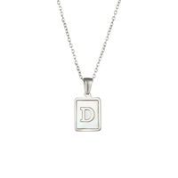 Simple Style Letter Square Stainless Steel Inlay Shell Pendant Necklace sku image 2