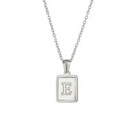 Simple Style Letter Square Stainless Steel Inlay Shell Pendant Necklace sku image 3