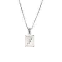 Simple Style Letter Square Stainless Steel Inlay Shell Pendant Necklace sku image 4