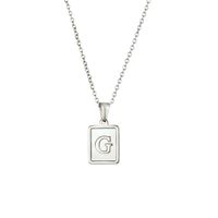 Simple Style Letter Square Stainless Steel Inlay Shell Pendant Necklace sku image 5