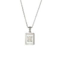 Simple Style Letter Square Stainless Steel Inlay Shell Pendant Necklace sku image 6