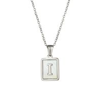 Simple Style Letter Square Stainless Steel Inlay Shell Pendant Necklace sku image 7