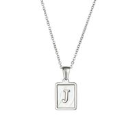 Style Simple Lettre Carré Acier Inoxydable Incruster Coquille Pendentif sku image 8