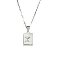 Simple Style Letter Square Stainless Steel Inlay Shell Pendant Necklace sku image 9