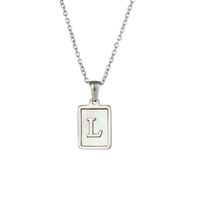 Simple Style Letter Square Stainless Steel Inlay Shell Pendant Necklace sku image 10