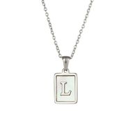 Style Simple Lettre Carré Acier Inoxydable Incruster Coquille Pendentif sku image 10