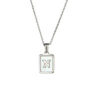 Simple Style Letter Square Stainless Steel Inlay Shell Pendant Necklace sku image 11