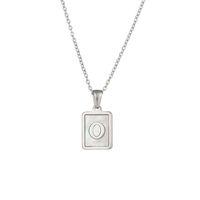 Simple Style Letter Square Stainless Steel Inlay Shell Pendant Necklace sku image 12