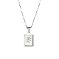 Simple Style Letter Square Stainless Steel Inlay Shell Pendant Necklace sku image 13