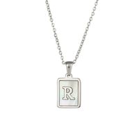 Simple Style Letter Square Stainless Steel Inlay Shell Pendant Necklace sku image 15