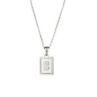 Simple Style Letter Square Stainless Steel Inlay Shell Pendant Necklace sku image 16