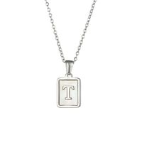 Simple Style Letter Square Stainless Steel Inlay Shell Pendant Necklace sku image 17