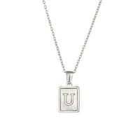 Simple Style Letter Square Stainless Steel Inlay Shell Pendant Necklace sku image 18
