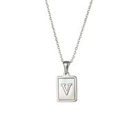 Simple Style Letter Square Stainless Steel Inlay Shell Pendant Necklace sku image 19