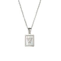 Simple Style Letter Square Stainless Steel Inlay Shell Pendant Necklace sku image 20