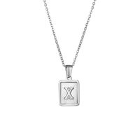 Simple Style Letter Square Stainless Steel Inlay Shell Pendant Necklace sku image 21