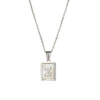 Simple Style Letter Square Stainless Steel Inlay Shell Pendant Necklace sku image 22