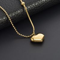 Titanium Steel 18K Gold Plated Sweet Plating Heart Shape Pendant Necklace main image 5