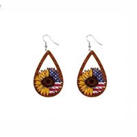 Modern Style Cartoon Character Heart Shape Flower Wood Independence Day Women's Drop Earrings sku image 8